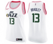 Women's Nike Utah Jazz #13 Tony Bradley Swingman White Pink Fashion NBA Jersey