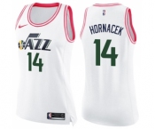 Women's Nike Utah Jazz #14 Jeff Hornacek Swingman White Pink Fashion NBA Jersey