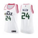 Women's Nike Utah Jazz #24 Grayson Allen Swingman White Pink Fashion NBA Jersey