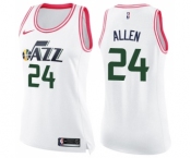 Women's Nike Utah Jazz #24 Grayson Allen Swingman White Pink Fashion NBA Jersey