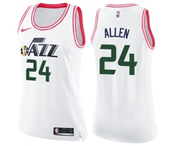 Women's Nike Utah Jazz #24 Grayson Allen Swingman White Pink Fashion NBA Jersey