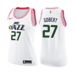 Women's Nike Utah Jazz #27 Rudy Gobert Swingman White Pink Fashion NBA Jersey