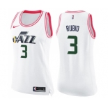 Women's Nike Utah Jazz #3 Ricky Rubio Swingman White Pink Fashion NBA Jersey