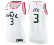 Women's Nike Utah Jazz #3 Ricky Rubio Swingman White Pink Fashion NBA Jersey