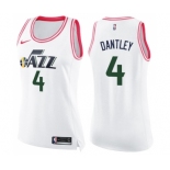 Women's Nike Utah Jazz #4 Adrian Dantley Swingman White Pink Fashion NBA Jersey