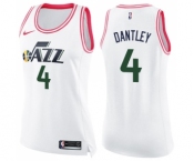 Women's Nike Utah Jazz #4 Adrian Dantley Swingman White Pink Fashion NBA Jersey