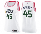 Women's Nike Utah Jazz #45 Donovan Mitchell Swingman White Pink Fashion NBA Jersey