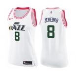 Women's Nike Utah Jazz #8 Jonas Jerebko Swingman White Pink Fashion NBA Jersey