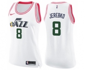 Women's Nike Utah Jazz #8 Jonas Jerebko Swingman White Pink Fashion NBA Jersey