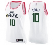 Women's Utah Jazz #10 Mike Conley Swingman White Pink Fashion Basketball Jersey