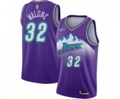 Women's Utah Jazz #32 Karl Malone Swingman Purple Hardwood Classics Basketball Jersey