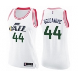 Women's Utah Jazz #44 Bojan Bogdanovic Swingman White Pink Fashion Basketball Jersey