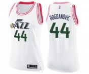 Women's Utah Jazz #44 Bojan Bogdanovic Swingman White Pink Fashion Basketball Jersey