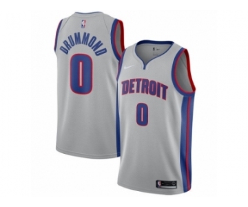 Men Nike Detroit Pistons #0 Andre Drummond Authentic Silver NBA Jersey Statement Edition