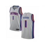 Men Nike Detroit Pistons #1 Allen Iverson Authentic Silver NBA Jersey Statement Edition