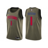 Men Nike Detroit Pistons #1 Allen Iverson Green Salute to Service NBA Swingman Jersey