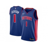 Men Nike Detroit Pistons #1 Reggie Jackson Blue Stitched NBA Swingman Jersey