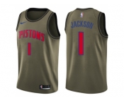 Men Nike Detroit Pistons #1 Reggie Jackson Green Salute to Service NBA Swingman Jersey