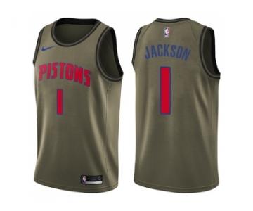 Men Nike Detroit Pistons #1 Reggie Jackson Green Salute to Service NBA Swingman Jersey