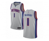 Men Nike Detroit Pistons #1 Tracy McGrady Authentic Silver NBA Jersey Statement Edition