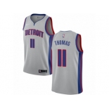 Men Nike Detroit Pistons #11 Isiah Thomas Authentic Silver NBA Jersey Statement Edition