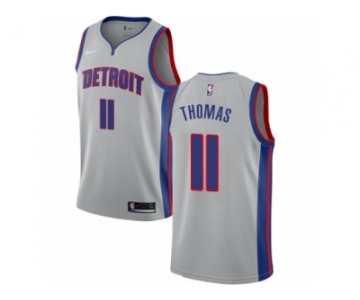 Men Nike Detroit Pistons #11 Isiah Thomas Authentic Silver NBA Jersey Statement Edition