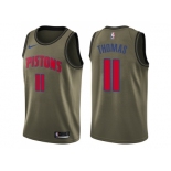 Men Nike Detroit Pistons #11 Isiah Thomas Green Salute to Service NBA Swingman Jersey