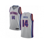 Men Nike Detroit Pistons #14 Ish Smith Authentic Silver NBA Jersey Statement Edition