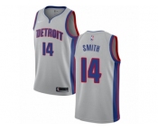 Men Nike Detroit Pistons #14 Ish Smith Authentic Silver NBA Jersey Statement Edition