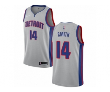 Men Nike Detroit Pistons #14 Ish Smith Authentic Silver NBA Jersey Statement Edition