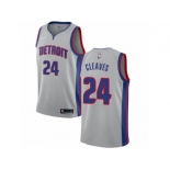 Men Nike Detroit Pistons #24 Mateen Cleaves Authentic Silver NBA Jersey Statement Edition