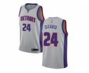 Men Nike Detroit Pistons #24 Mateen Cleaves Authentic Silver NBA Jersey Statement Edition