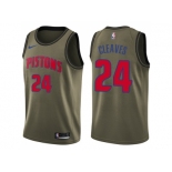 Men Nike Detroit Pistons #24 Mateen Cleaves Green Salute to Service NBA Swingman Jersey