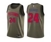 Men Nike Detroit Pistons #24 Mateen Cleaves Green Salute to Service NBA Swingman Jersey