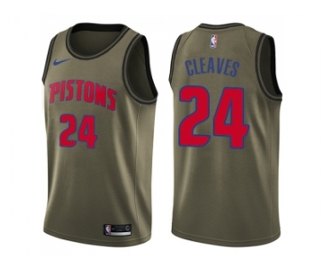 Men Nike Detroit Pistons #24 Mateen Cleaves Green Salute to Service NBA Swingman Jersey