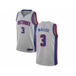 Men Nike Detroit Pistons #3 Ben Wallace Authentic Silver NBA Jersey Statement Edition