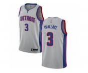 Men Nike Detroit Pistons #3 Ben Wallace Authentic Silver NBA Jersey Statement Edition