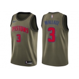 Men Nike Detroit Pistons #3 Ben Wallace Green Salute to Service NBA Swingman Jerse