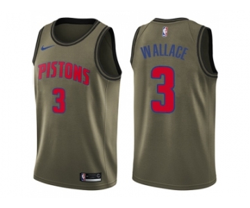 Men Nike Detroit Pistons #3 Ben Wallace Green Salute to Service NBA Swingman Jerse