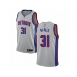 Men Nike Detroit Pistons #31 Caron Butler Authentic Silver NBA Jersey Statement Edition