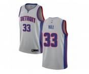 Men Nike Detroit Pistons #33 Grant Hill Authentic Silver NBA Jersey Statement Edition