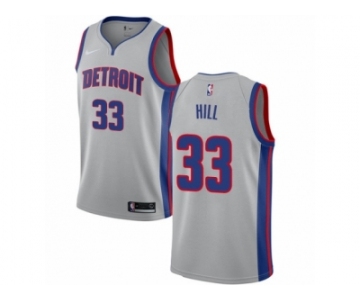 Men Nike Detroit Pistons #33 Grant Hill Authentic Silver NBA Jersey Statement Edition