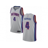 Men Nike Detroit Pistons #4 Joe Dumars Authentic Silver NBA Jersey Statement Edition