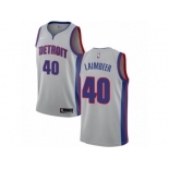 Men Nike Detroit Pistons #40 Bill Laimbeer Authentic Silver NBA Jersey Statement Edition