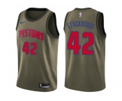 Men Nike Detroit Pistons #42 Jerry Stackhouse Green Salute to Service NBA Swingman Jersey