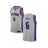 Men Nike Detroit Pistons #6 Terry Mills Authentic Silver NBA Jersey Statement Edition