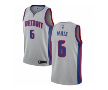 Men Nike Detroit Pistons #6 Terry Mills Authentic Silver NBA Jersey Statement Edition