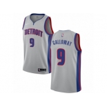 Men Nike Detroit Pistons #9 Langston Galloway Authentic Silver NBA Jersey Statement Edition