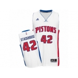 Men's Adidas Detroit Pistons #42 Jerry Stackhouse Swingman White Home NBA Jersey