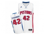 Men's Adidas Detroit Pistons #42 Jerry Stackhouse Swingman White Home NBA Jersey